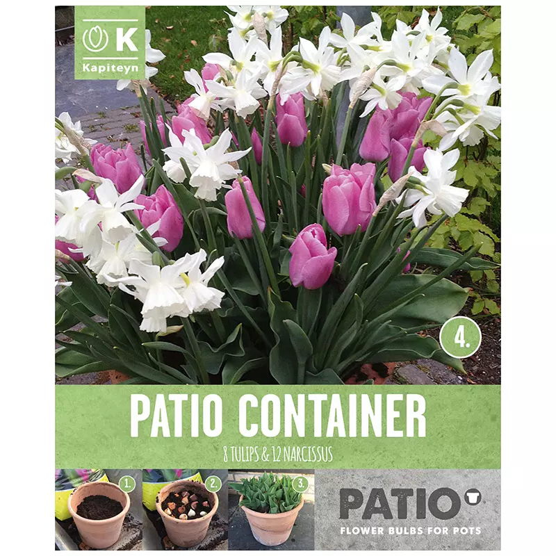 PATIO CONTAINER TULIPA PINK & NARCISSUS WHITE x 15