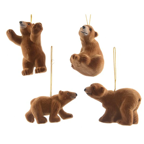 plc bear w flock w hanger 4ass8cm