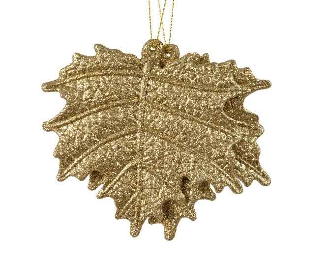 plc leaf w glitter w hanger0.5x11x11cm