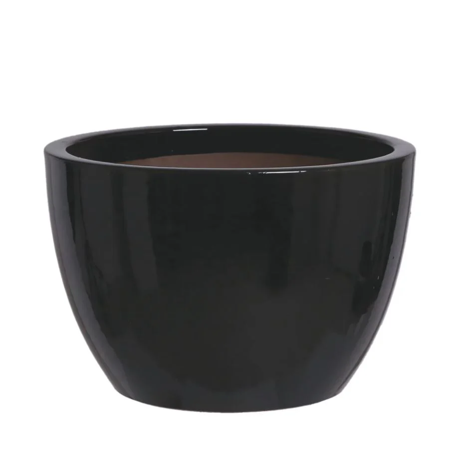 Plum Egg Pot Low Ø38cm x 25cm Black