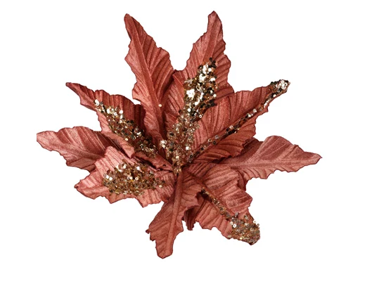 Poinsettia on clip polyester glitter
- spangels with plastic flowerhead 2col ass - Image 4