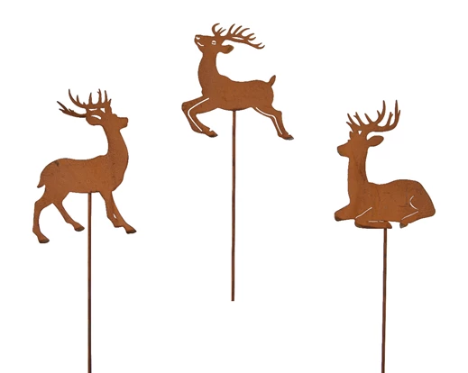 Reindeer iron matt gold on pick rust L.12.5cm x W.0.5cm x H.80cm