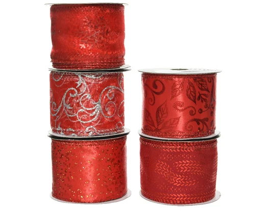 Ribbon polyester wire Christmas
red