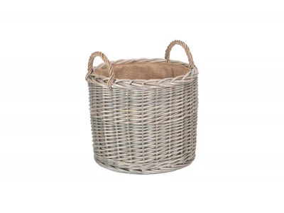 Round Lined Straight-sided Wicker Log / Storage Large