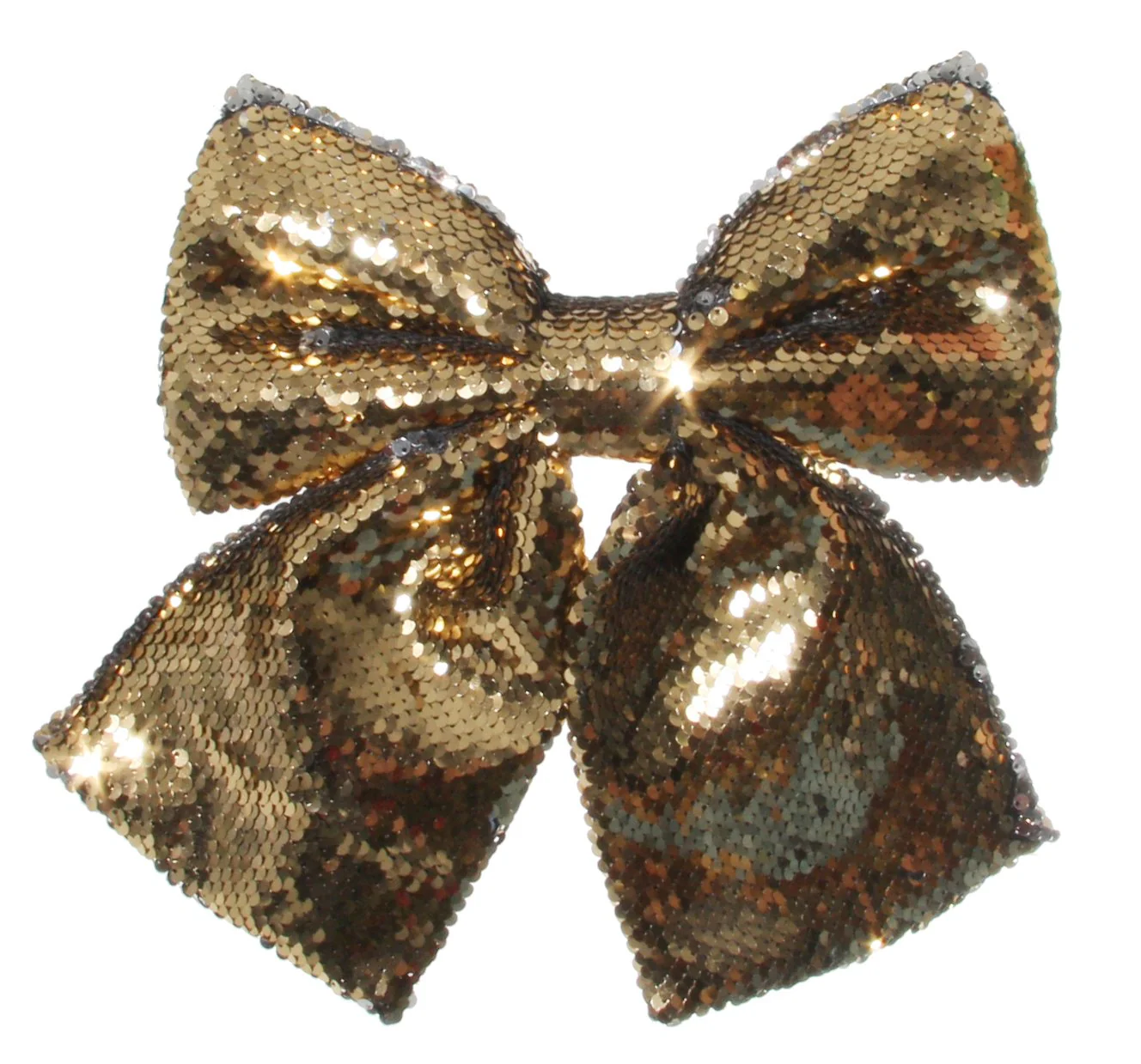 Sequin bow with clip gold-silver 25x26cm