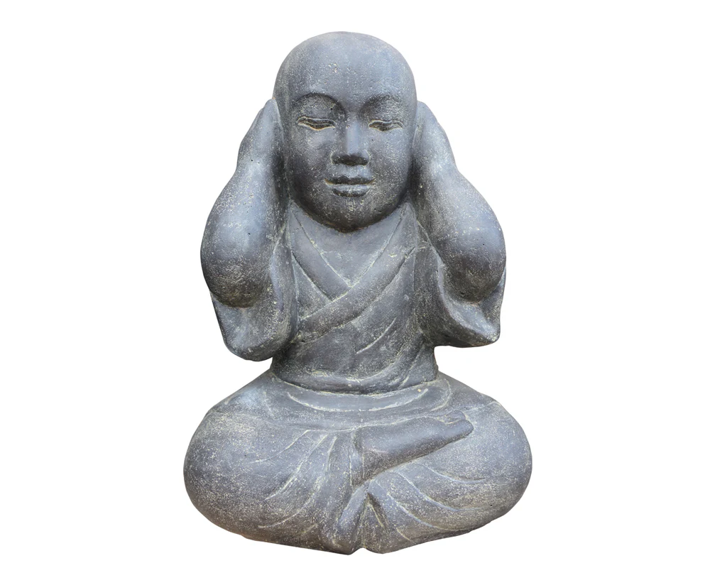 Sitting monk with closed ears