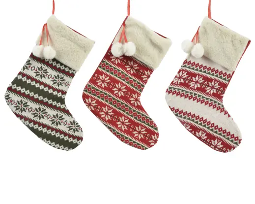 Stocking polyester knitted pompom L.37cm x W.29.5cm x H.4cm