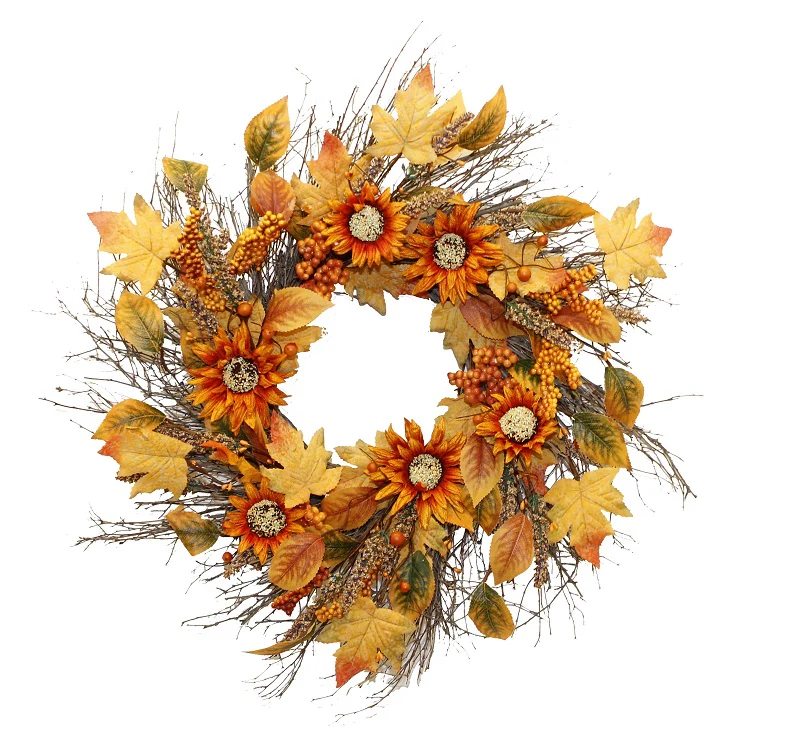 SUNFLOWER GATHERINGS WREATH 60CM