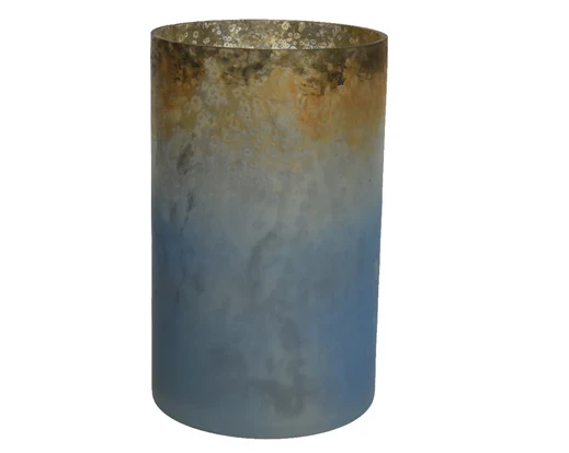 Tealightholder glass colorful antique misty blue