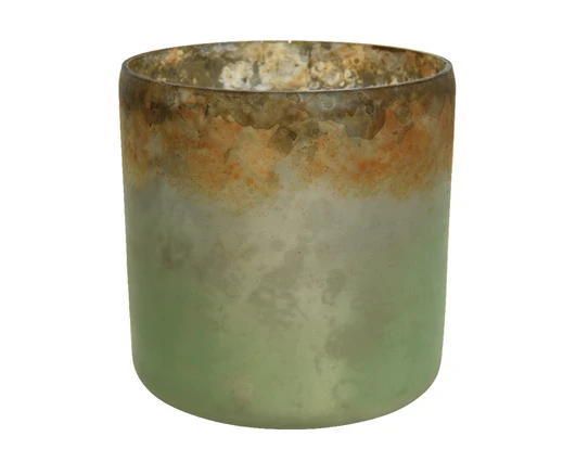 Tealightholder glass colorful antique moss green