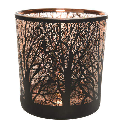 Tealightholder glass matt black D.7.3cm x H.8cm