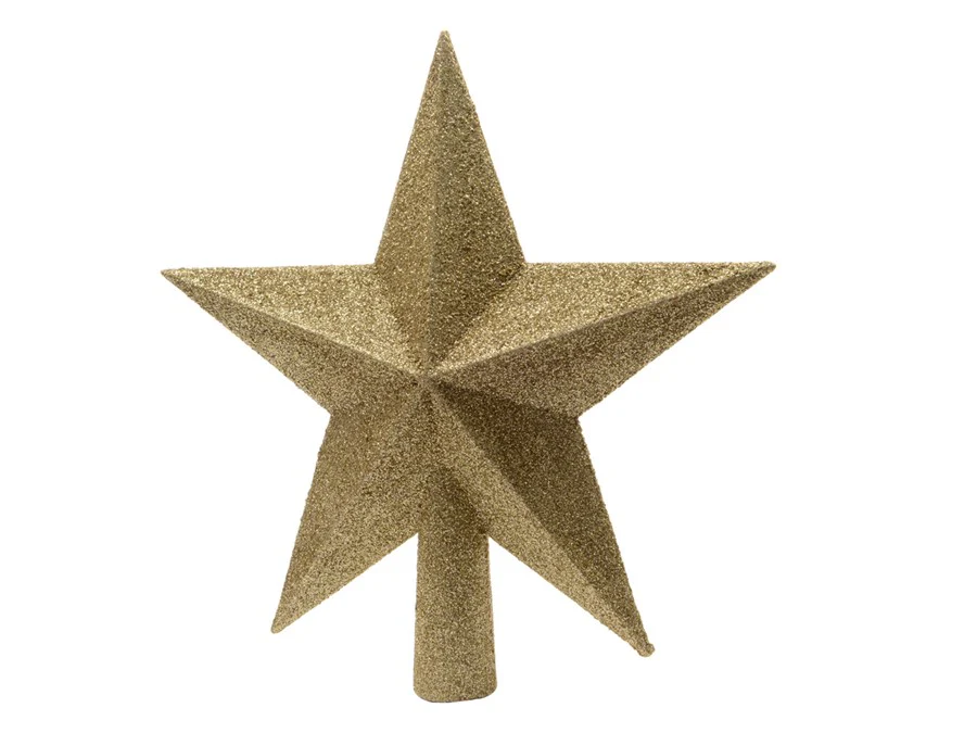 Treetopper polystyrene glitter light gold L.4.2cm x W.19cm x H.19cm