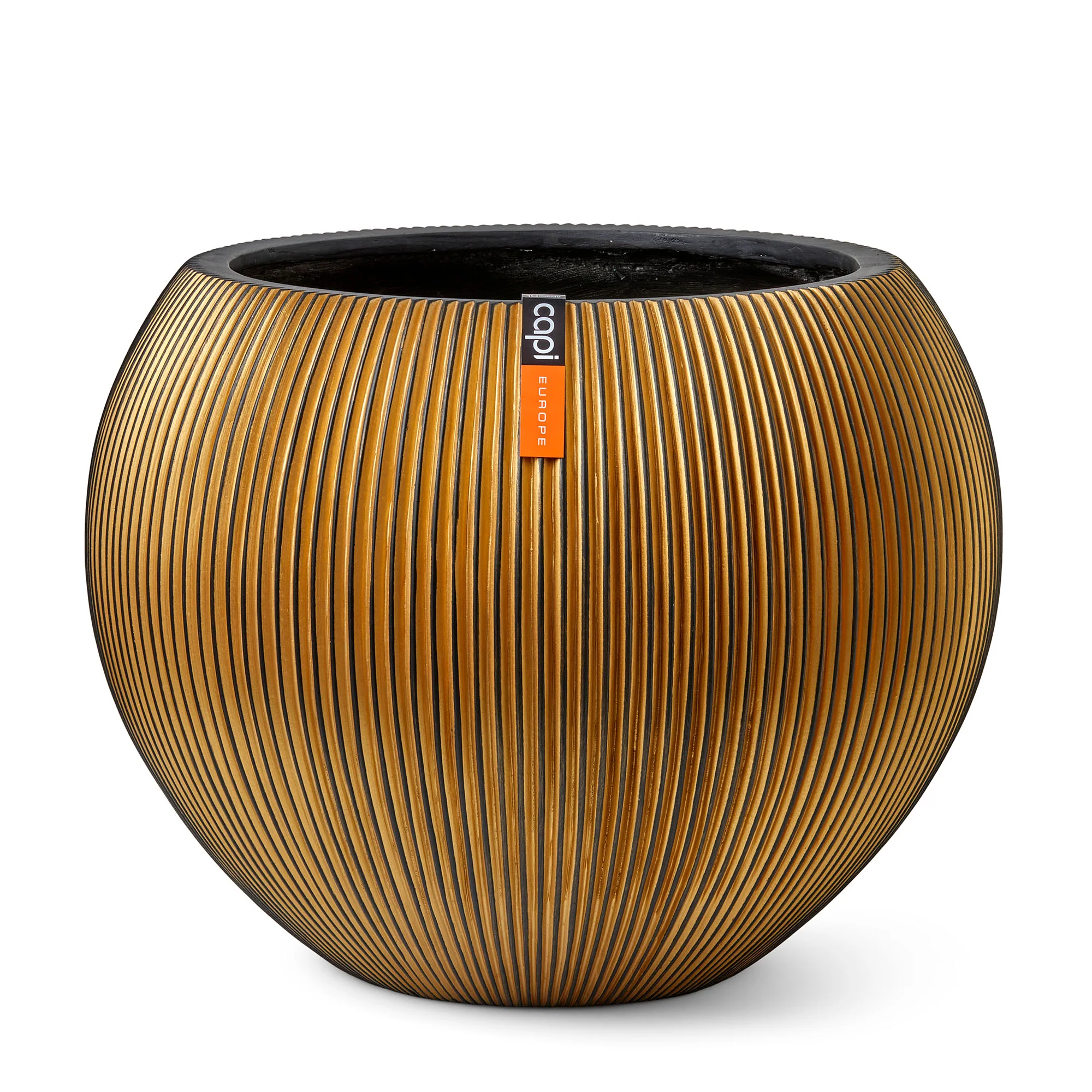 Vase Ball Groove Indoor Pot Ø12cm H10cm Black and Gold