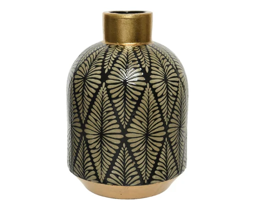 Vase porcelain - black/gold
