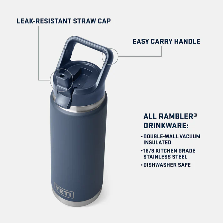 YETI RAMBLER 26 OZ COLOUR STRAW BOTTLE ROYAL BLUE - Image 4